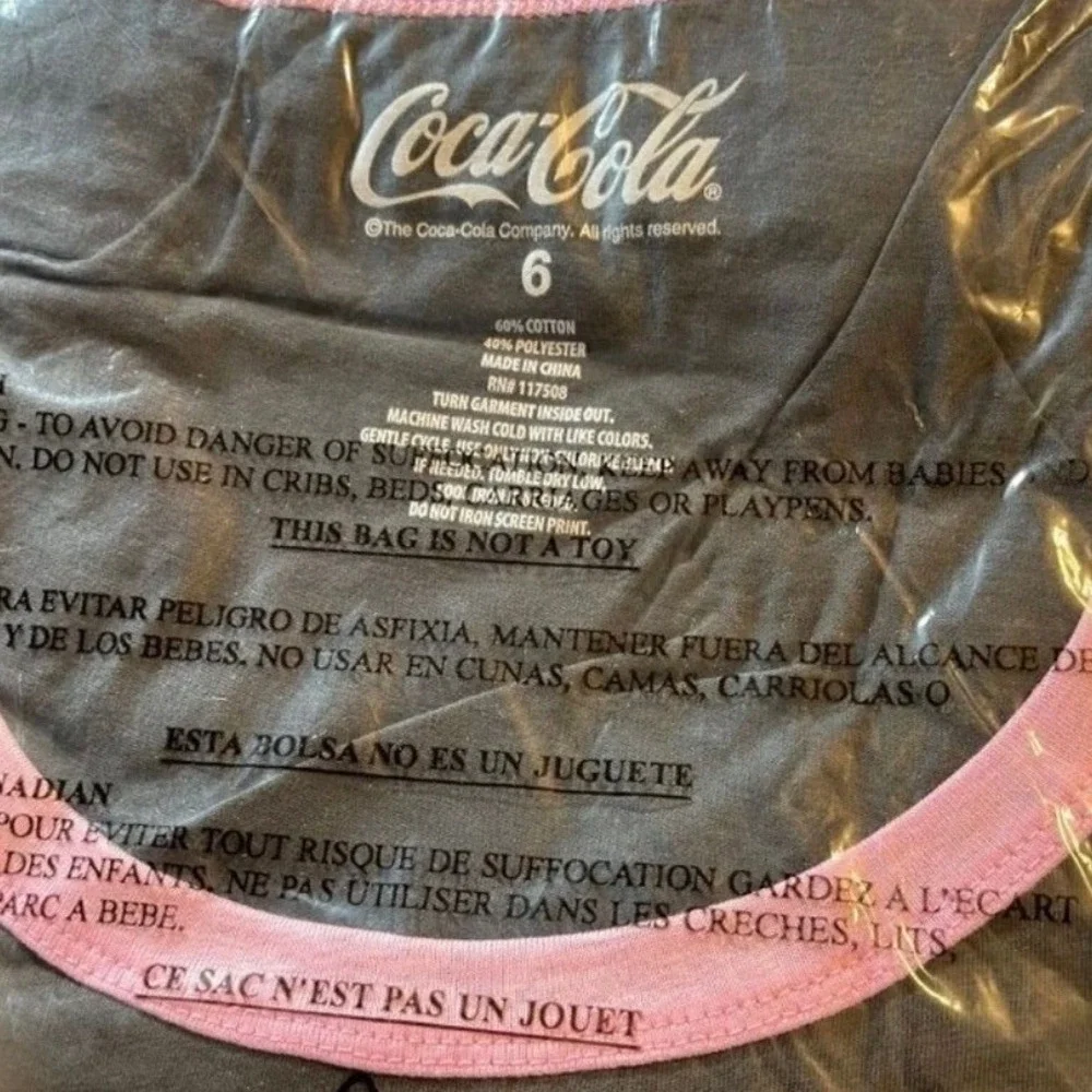 Coca-Cola 6X Gray Pink Flamingo Palm Trees Tropical Graphic Tank Top Scoop Neck